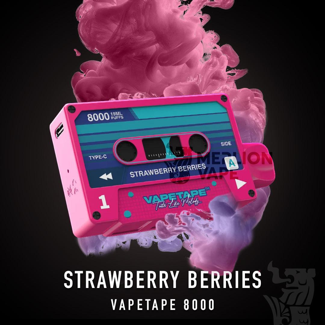 Vapetape 8000 Rechargeable Disposable (Merlion Vape Sg) - Strawberry Berries -  Merlion Vape Sg