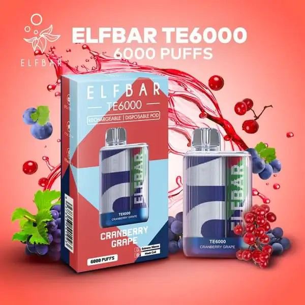Elfbar TE 6000 Rechargeable Disposable (Merlion Vape Sg) - Cranberry Grape - Merlion Vape Sg