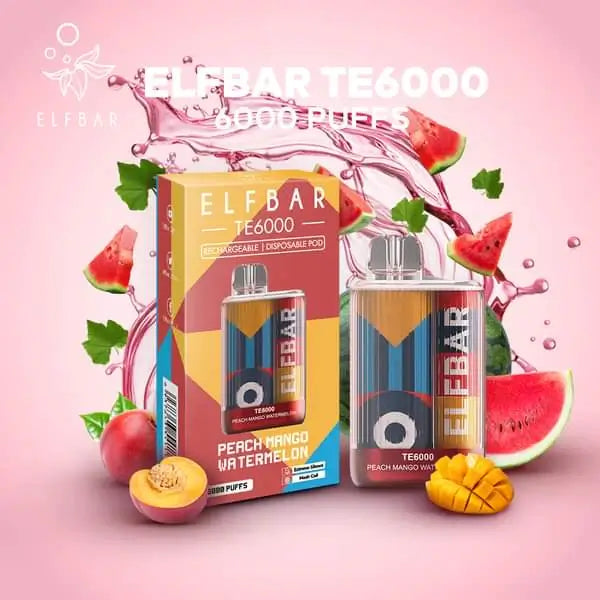 Elfbar TE 6000 Rechargeable Disposable (Merlion Vape Sg) - Peach Watermelon - Merlion Vape Sg