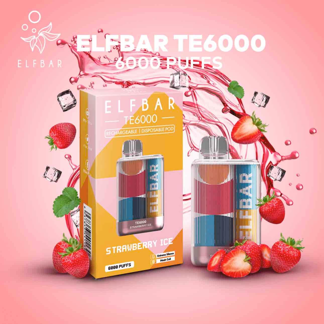 Elfbar TE 6000 Rechargeable Disposable (Merlion Vape Sg) - Strawberry Ice - Merlion Vape Sg