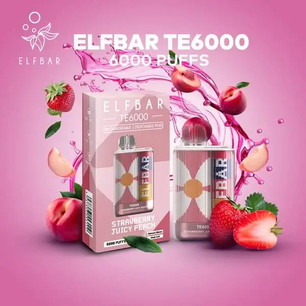 Elfbar TE 6000 Rechargeable Disposable (Merlion Vape Sg) - Strawberry Peach - Merlion Vape Sg
