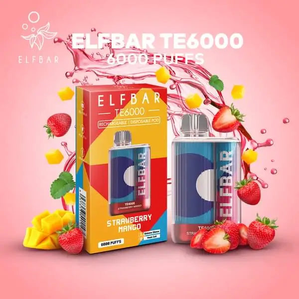 Elfbar TE 6000 Rechargeable Disposable (Merlion Vape Sg) - Strawberry Mango - Merlion Vape Sg
