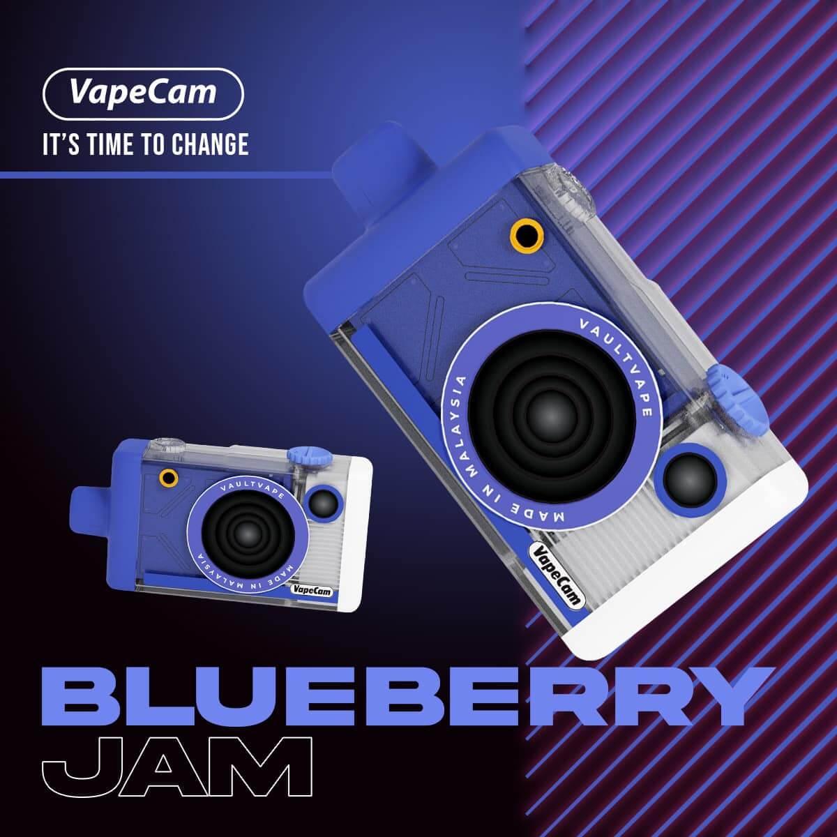 Vapecam 12000 Rechargeable Disposable (Merlion Vape Sg) - Blueberry Jam - Merlion Vape Sg