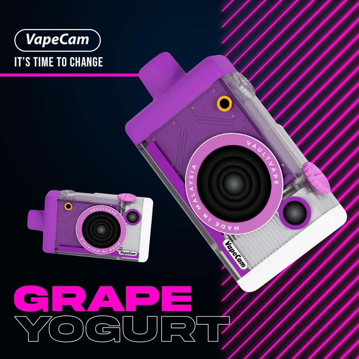 Vapecam 12000 Rechargeable Disposable (Merlion Vape Sg) - Grape Yogurt - Merlion Vape Sg